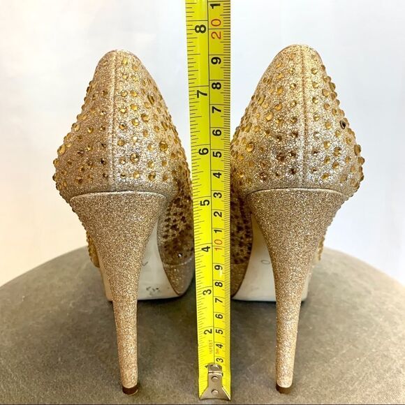 Aldo Gold glitter rhinestone platform high heel pumps size 7.5 - Picture 6 of 9